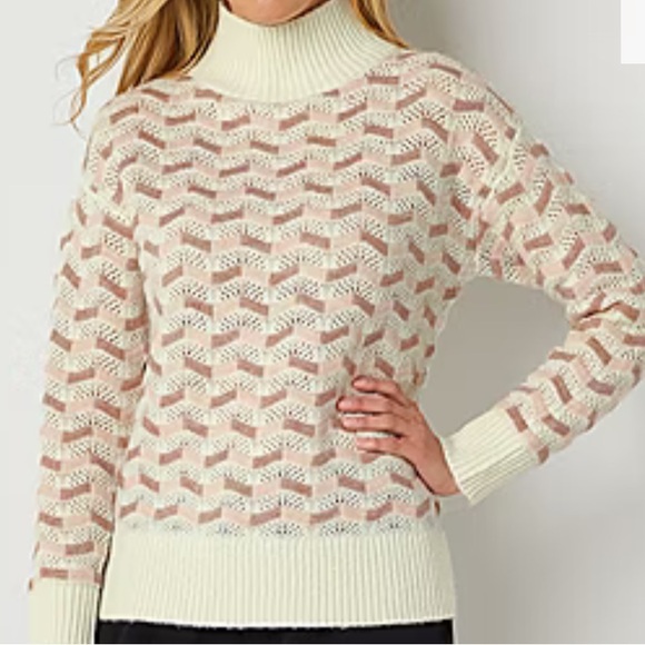 Liz Claiborne Sweaters - Liz Claiborne Plus Women’s Mock Neck Long Sleeve Chevron Pullover Sweater